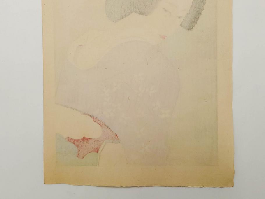 昭和32年5月作　神保朋世　版画(絵画、木版画、多色摺り、美人画、着物、女性、落款)(R-079290)