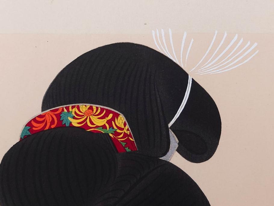 昭和32年12月作　神保朋世　版画(絵画、木版画、多色摺り、美人画、着物、女性、落款)(R-079291)