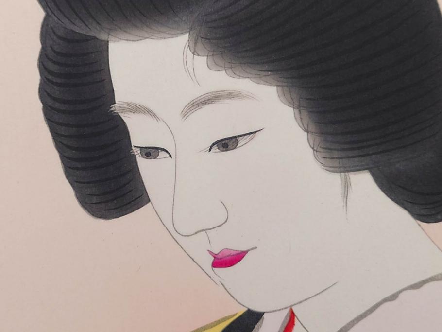昭和32年12月作　神保朋世　版画(絵画、木版画、多色摺り、美人画、着物、女性、落款)(R-079291)