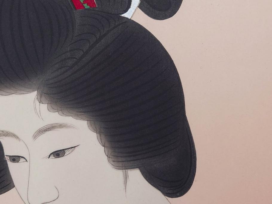 昭和32年12月作　神保朋世　版画(絵画、木版画、多色摺り、美人画、着物、女性、落款)(R-079291)