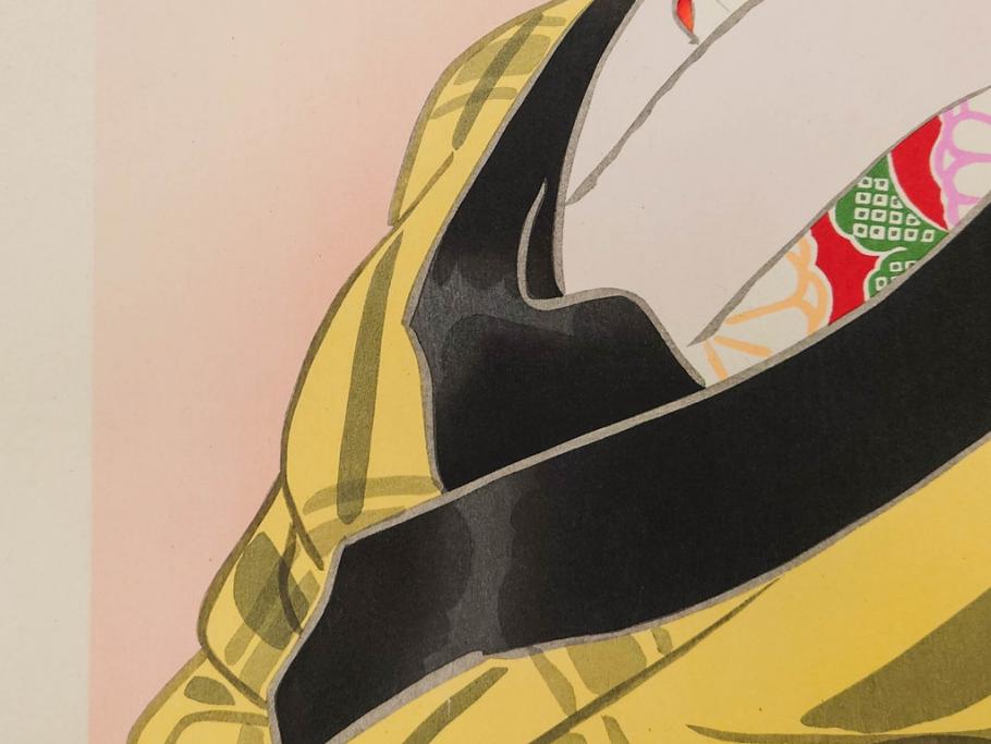 昭和32年12月作　神保朋世　版画(絵画、木版画、多色摺り、美人画、着物、女性、落款)(R-079291)