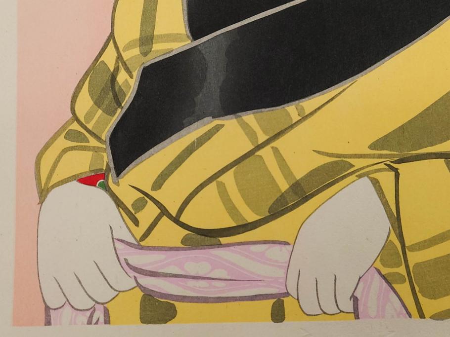 昭和32年12月作　神保朋世　版画(絵画、木版画、多色摺り、美人画、着物、女性、落款)(R-079291)