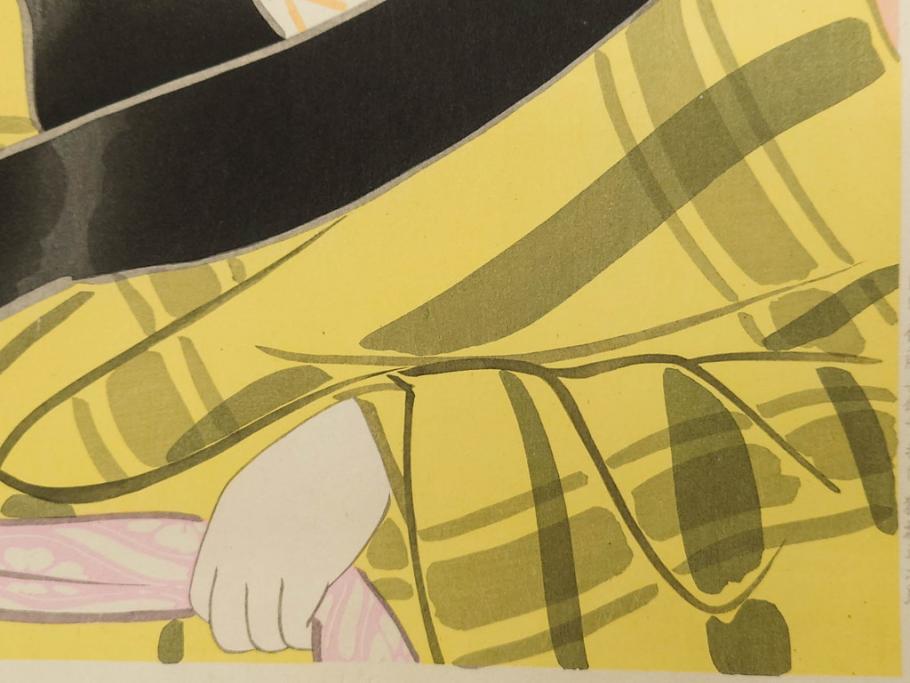 昭和32年12月作　神保朋世　版画(絵画、木版画、多色摺り、美人画、着物、女性、落款)(R-079291)