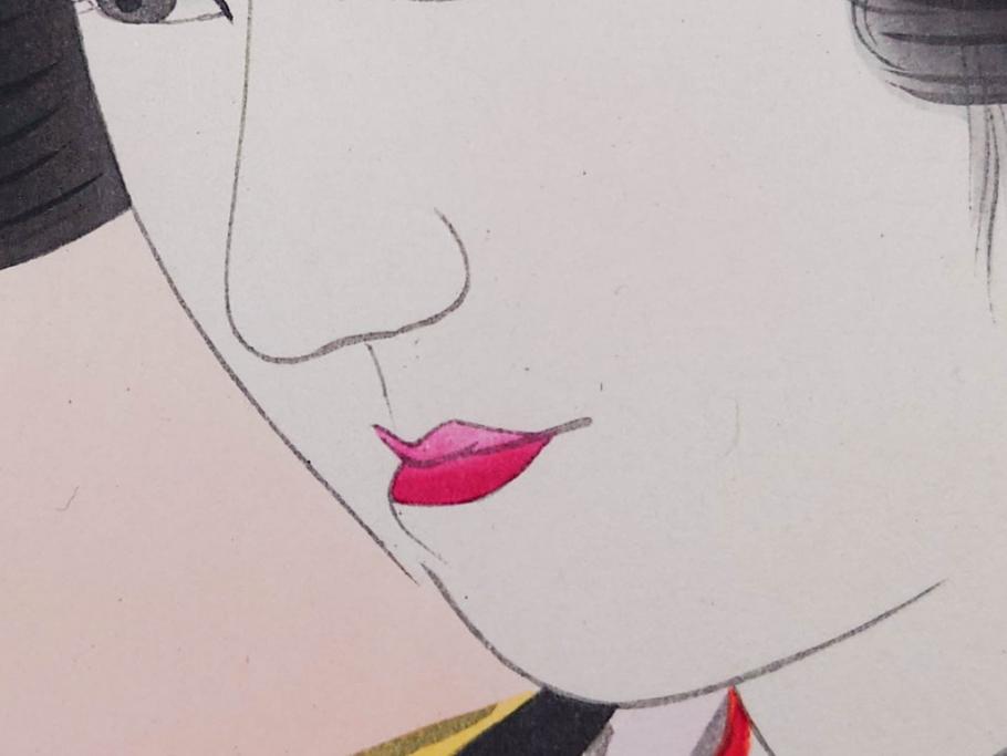 昭和32年12月作　神保朋世　版画(絵画、木版画、多色摺り、美人画、着物、女性、落款)(R-079291)
