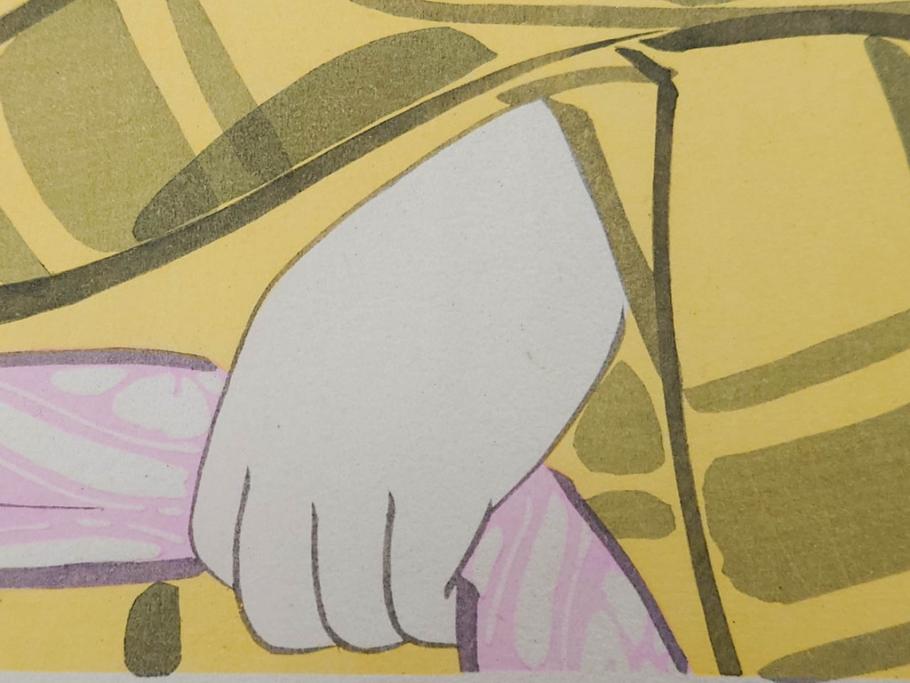 昭和32年12月作　神保朋世　版画(絵画、木版画、多色摺り、美人画、着物、女性、落款)(R-079291)