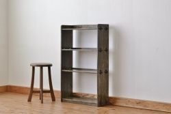 レトロ家具　アンティーク古い木のシンプルな本棚(飾り棚・昭和レトロ)