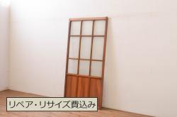 アンティーク建具　昭和初期　木味たっぷりな趣のある格子戸2枚セット(引き戸、建具)(R-045075)