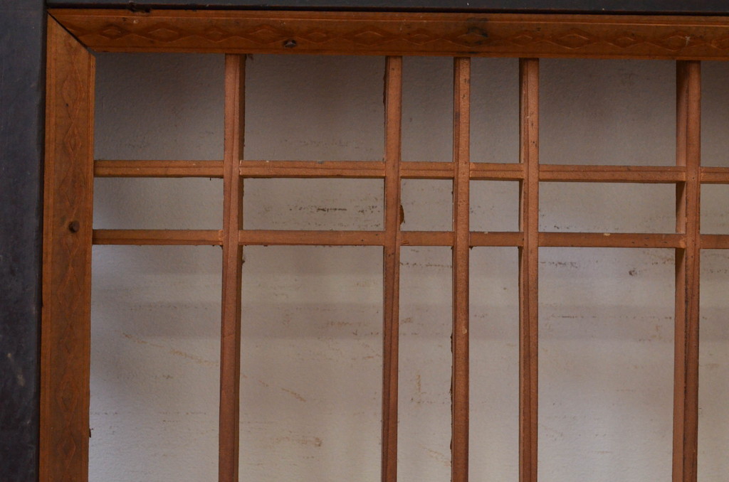 アンティーク建具　和モダンな空間作りにおすすめな横浅入り障子帯戸3枚セット(引き戸、障子戸、板戸、舞良戸)(R-071008)