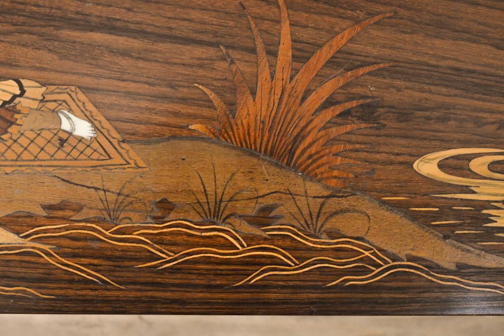高級品　和製ビンテージ　オリエンタル　象嵌細工　ローズウッド　手の込んだ象嵌が美しいローテーブル(センターテーブル、ヴィンテージ)(R-055120)