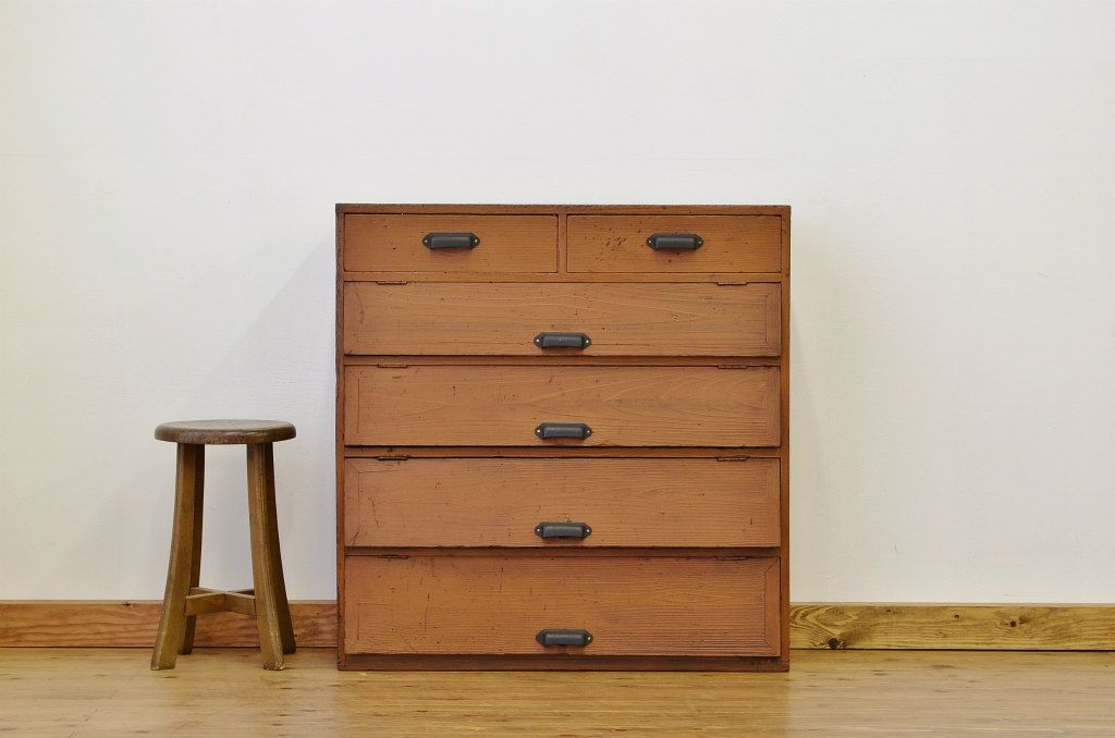 レトロ家具　昭和レトロ 引き出し付ペイントパタパタ下駄箱(収納棚)