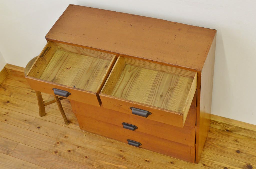 レトロ家具　昭和レトロ 引き出し付ペイントパタパタ下駄箱(収納棚)