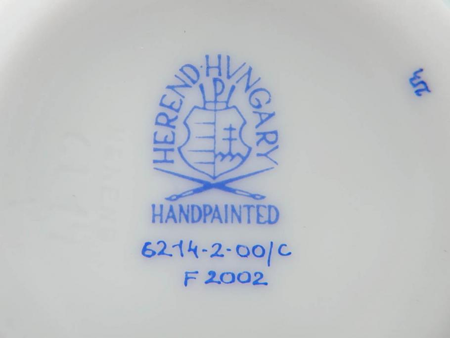ヘレンド　ハンガリー　HEREND HVNGARY　ファンタジー　可愛らしいデザインが置くだけでおしゃれな透かしボンボン入れ2個セット(HUNGARY、ハート型、いちご、イチゴ、ストロベリー、菓子器、小物入れ、洋食器)(R-073657)