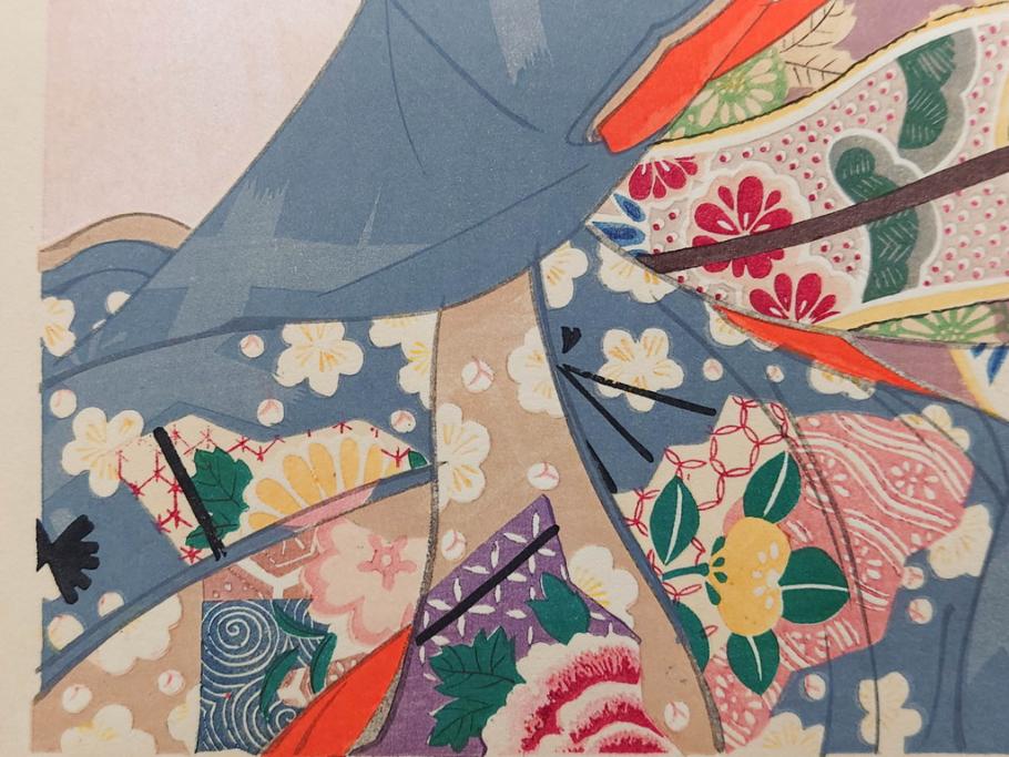 真作　昭和14年1月　神保朋世　「微薫」　限定200枚　版画(絵画、木版画、多色摺り、中村三次郎 印刷、石坂憲一 彫刻、美人画、着物、女性、落款)(R-079293)