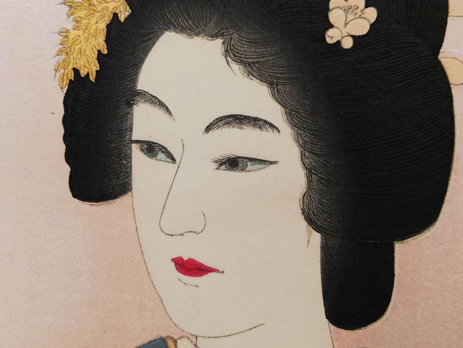 真作　昭和14年1月　神保朋世　「微薫」　限定200枚　版画(絵画、木版画、多色摺り、中村三次郎 印刷、石坂憲一 彫刻、美人画、着物、女性、落款)(R-079293)