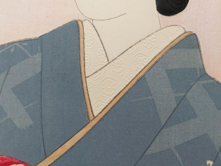 真作　昭和14年1月　神保朋世　「微薫」　限定200枚　版画(絵画、木版画、多色摺り、中村三次郎 印刷、石坂憲一 彫刻、美人画、着物、女性、落款)(R-079293)