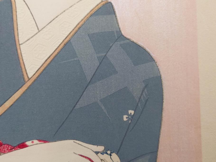 真作　昭和14年1月　神保朋世　「微薫」　限定200枚　版画(絵画、木版画、多色摺り、中村三次郎 印刷、石坂憲一 彫刻、美人画、着物、女性、落款)(R-079293)