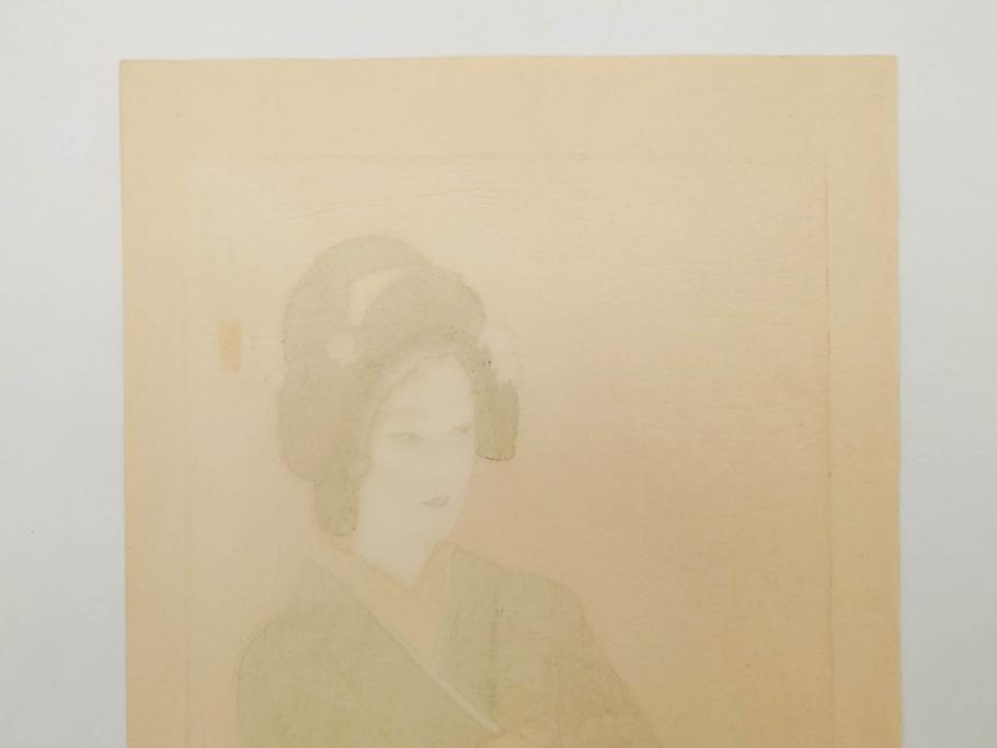 真作　昭和14年1月　神保朋世　「微薫」　限定200枚　版画(絵画、木版画、多色摺り、中村三次郎 印刷、石坂憲一 彫刻、美人画、着物、女性、落款)(R-079293)