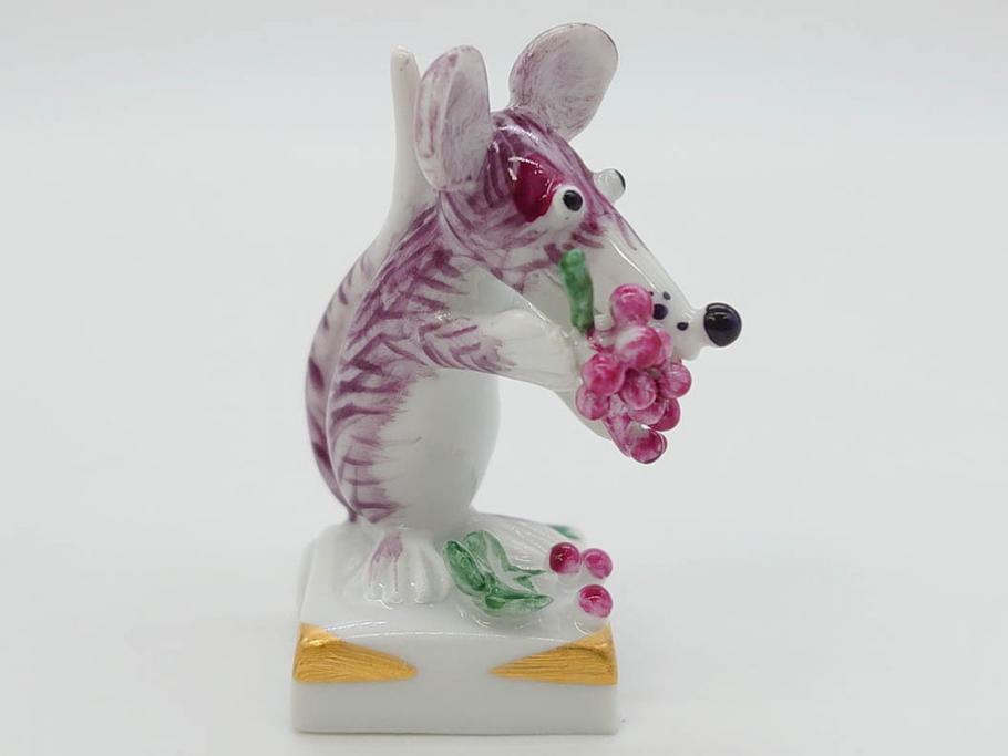 ドイツ　マイセン　Meissen　子　亥　細部までこだわりを感じるキュートなミニ干支人形2体セット(鼠、ねずみ、ネズミ、猪、いのしし、イノシシ、置物、フィギュリン)(R-073659)