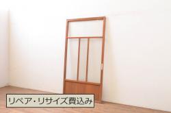 和製アンティーク　ケヤキ・杉材　堅牢な雰囲気が漂う障子帯戸2枚セット(板戸)(2)