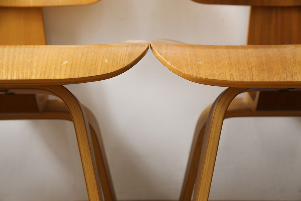 中古　Herman Miller(ハーマンミラー)　Eames「DCW」(Dining Chair Wood Base)　Charles&Ray Eames(チャールズ&レイ イームズ)　イームズプライウッドチェア4脚セット(板座チェア、ダイニングチェア、イス、椅子)(R-078904)
