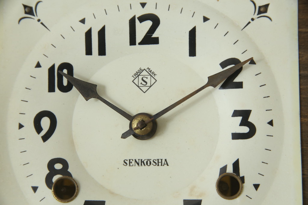 和製ビンテージ　精工舎(SEIKOSHA、セイコー)　TRADE(S)MARK　木目の美しさが目を引くモダンデザインの振り子時計(柱時計、古時計、掛け時計、ヴィンテージ)(R-078918)