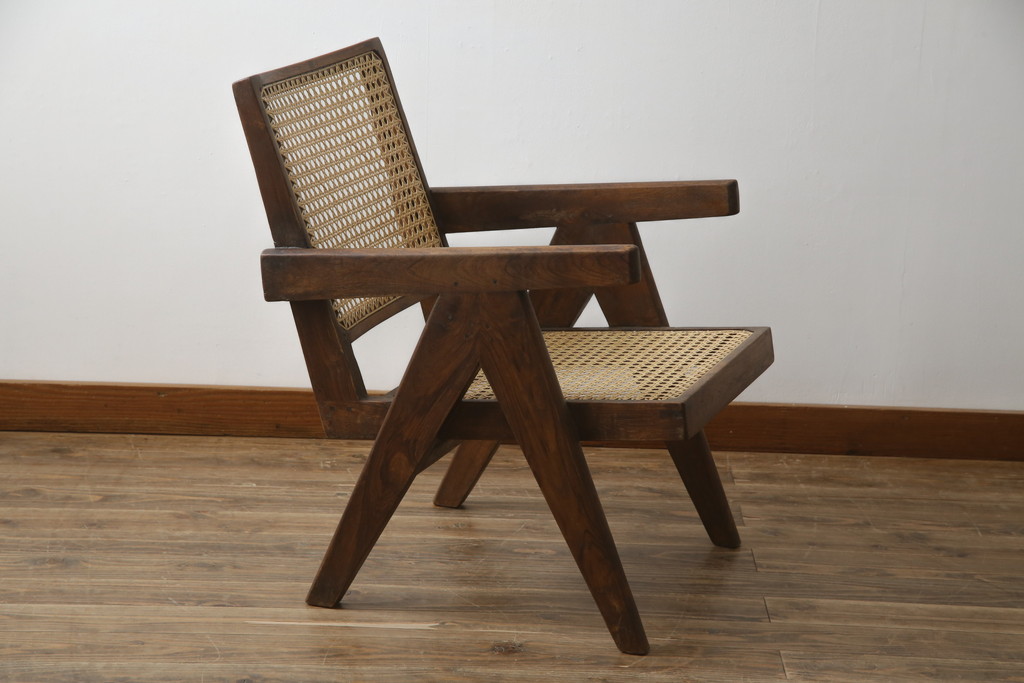 ビンテージ　gallery WAN(ギャラリーワン)取り扱い　Pierre Jeanneret(ピエール ジャンヌレ)　チーク材　オリジナル レター入り　P.U./C.H./L.I.b-78　イージーチェア(アームチェア、ラウンジチェア、椅子、イス)(R-079022)