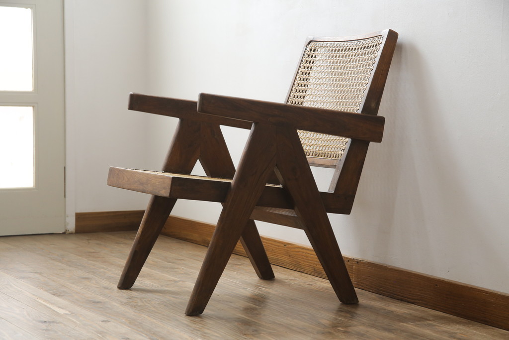 ビンテージ　gallery WAN(ギャラリーワン)取り扱い　Pierre Jeanneret(ピエール ジャンヌレ)　チーク材　オリジナル レター入り　P.U./C.H./L.I.b-78　イージーチェア(アームチェア、ラウンジチェア、椅子、イス)(R-079022)