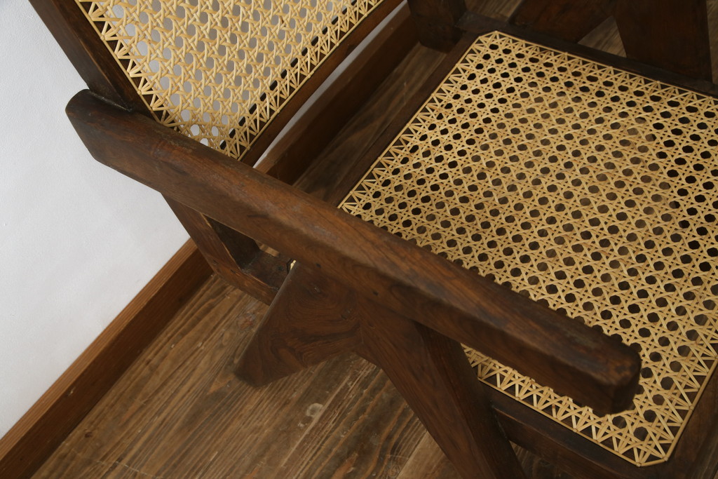 ビンテージ　gallery WAN(ギャラリーワン)取り扱い　Pierre Jeanneret(ピエール ジャンヌレ)　チーク材　オリジナル レター入り　P.U./C.H./L.I.b-78　イージーチェア(アームチェア、ラウンジチェア、椅子、イス)(R-079022)