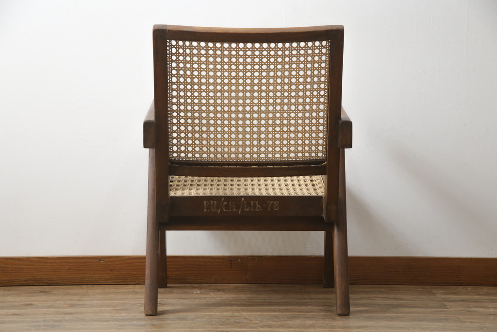 ビンテージ　gallery WAN(ギャラリーワン)取り扱い　Pierre Jeanneret(ピエール ジャンヌレ)　チーク材　オリジナル レター入り　P.U./C.H./L.I.b-78　イージーチェア(アームチェア、ラウンジチェア、椅子、イス)(R-079022)