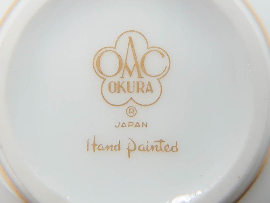 大倉陶園(OKURA、OAC)　碗皿暦　雨(水無月)　ハンドペイント・ピンクローズ　馬　Limited Edition　華やかな色彩と様々なデザインが楽しめるカップ&ソーサー4客セット(金彩、HAND PAINTED、薔薇、バラ、ばら、デミタス、うま、ウマ、ホース、C&S、洋食器)(R-073661)