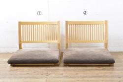 中古　柏木工(KASHIWA・カシワ)　THE ZEN(ザ・ゼン)　JWC72　オーク材　和モダンな空間にも合わせやすい座布団付き座椅子2台セット(座イス、座いす、2脚セット)(R-065754)