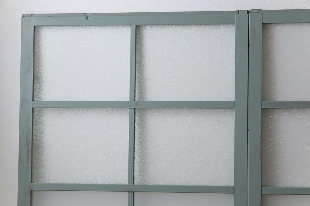 【期間限定】 ペイント建具 淡い色合いと2種のガラスがおしゃれなガラス戸4枚 建具