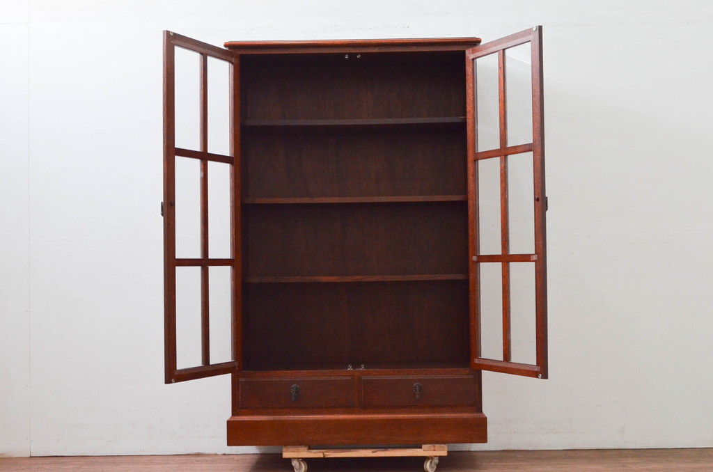 中古　美品!!　三越家具(現カントリーハウス)　Brugge(ブルージュ)　シンプルなデザインで取り入れやすいブックケース(本箱、本棚、書棚、収納棚、戸棚、キャビネット、飾り棚)(R-078049)