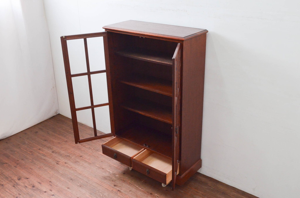 中古　美品!!　三越家具(現カントリーハウス)　Brugge(ブルージュ)　シンプルなデザインで取り入れやすいブックケース(本箱、本棚、書棚、収納棚、戸棚、キャビネット、飾り棚)(R-078049)