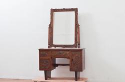 中古　美品!!　軽井沢彫り　咲き誇る桜の彫刻が華やかなドレッサー(鏡台、化粧台、ミラー)(R-078053)