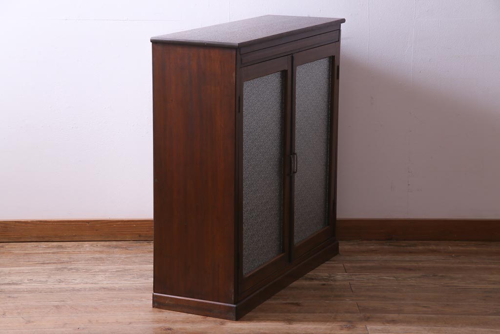 アンティーク家具　昭和中期　ダイヤガラス入り　味わい深い佇まいが魅力の戸棚(収納棚、キャビネット)