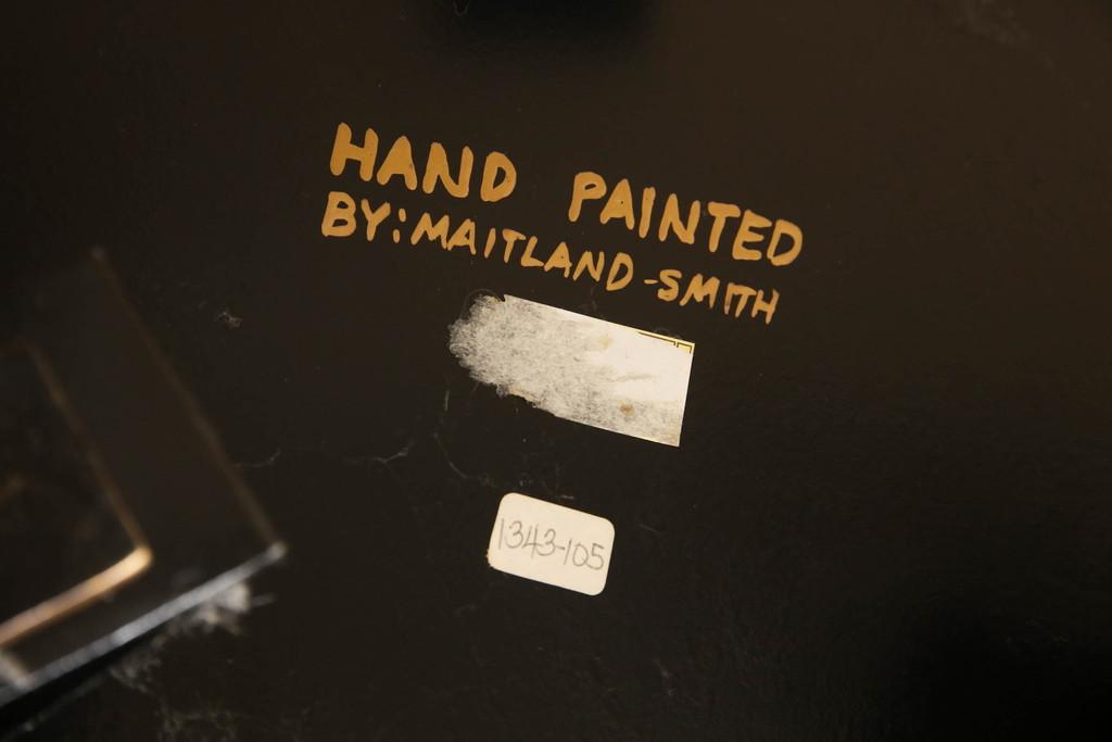 中古　MAITLAND SMITH(メートランドスミス)　HAND PAINTED　繊細な職人技が光るハンドペイントが魅力のマガジンラック(本立て、収納ボックス、くず入れ、ゴミ箱、鉢カバー)(R-065964)