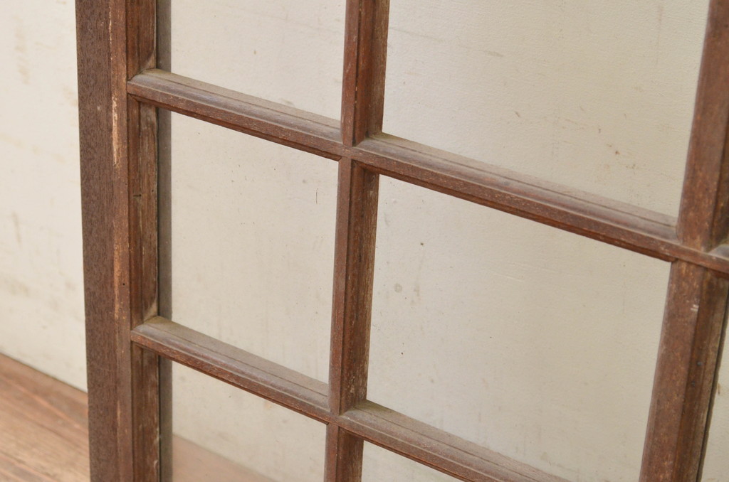 アンティーク建具　レトロな雰囲気漂う古い洋館の幅狭ガラス窓1枚(引き戸、ガラス戸)(R-071249)