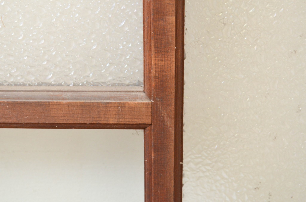 アンティーク建具　大正ロマン　古い木味が魅力的なガラス窓1枚(引き戸、ガラス戸)(R-071252)