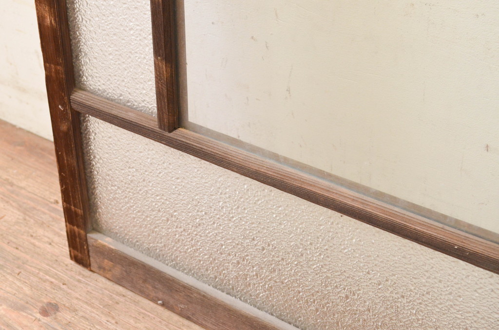 アンティーク建具　大正ロマン　古い木味が魅力的なガラス窓1枚(引き戸、ガラス戸)(R-071252)