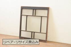 ペイント建具　片面ガラス　ひと味違った雰囲気の松皮菱組子欄間(明り取り、建具)