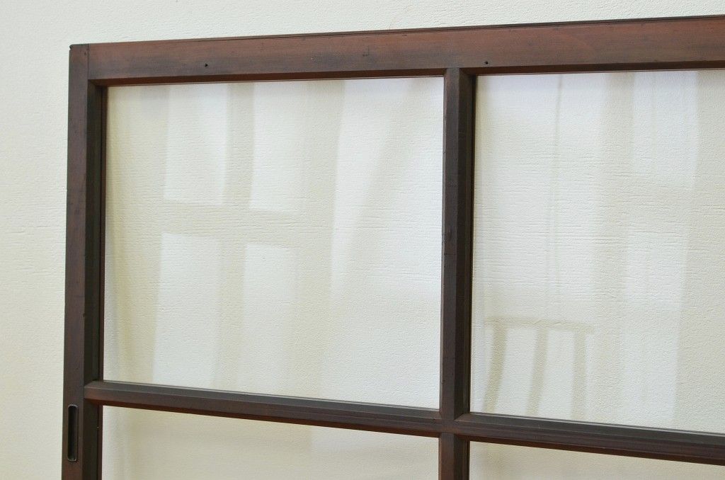 アンティーク 古い木のシックなガラス戸2枚セット(引き戸・建具)
