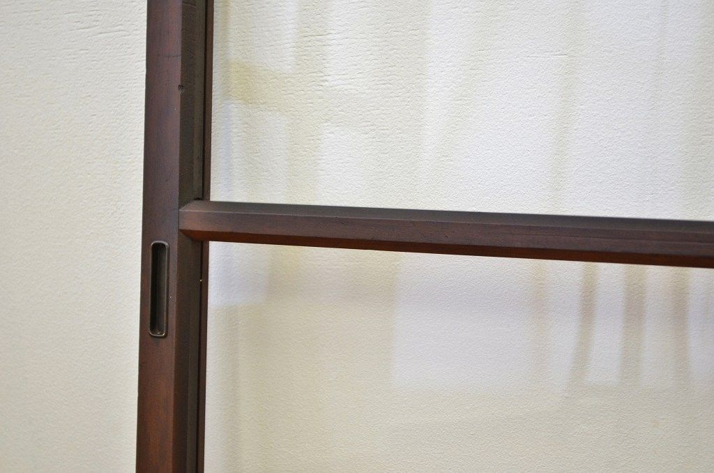 アンティーク 古い木のシックなガラス戸2枚セット(引き戸・建具)