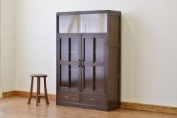 アンティーク家具　アンティーク シックなモールガラス本箱(収納棚、ブックケース)