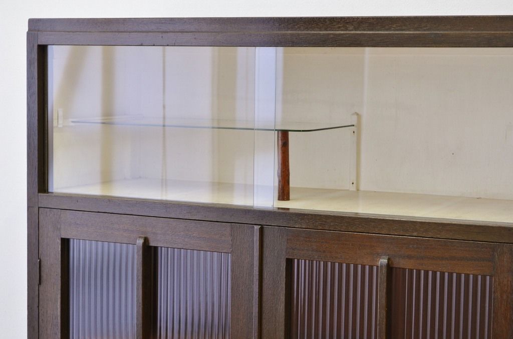 アンティーク家具　アンティーク シックなモールガラス本箱(収納棚、ブックケース)