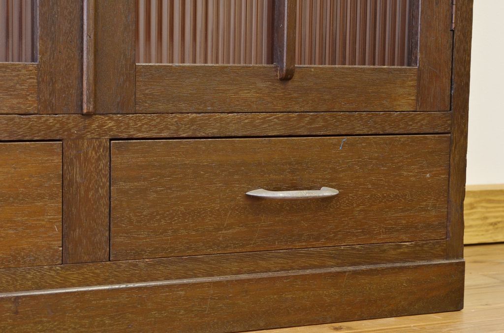 アンティーク家具　アンティーク シックなモールガラス本箱(収納棚、ブックケース)