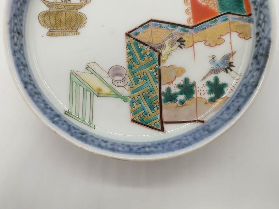 幕末 伊万里 色絵 多様な絵付けが目を惹く小皿&銘々皿5枚セット