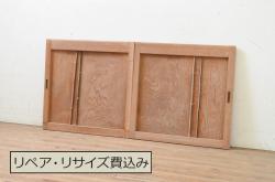 アンティーク建具　昭和初期　赤みがかった木色が味わい深い板戸4枚セット(建具、引き戸)(R-044077)