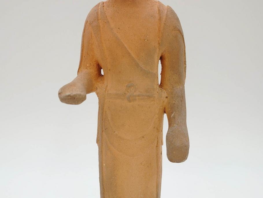 土楽七世　福森雅武造　究竟涅槃　野焼き　陶仏　素朴で温かみのある観音菩薩立像(圡楽窯 七代目陶工、観音像、仏像、置物、オブジェ、共箱付き)(R-073814)