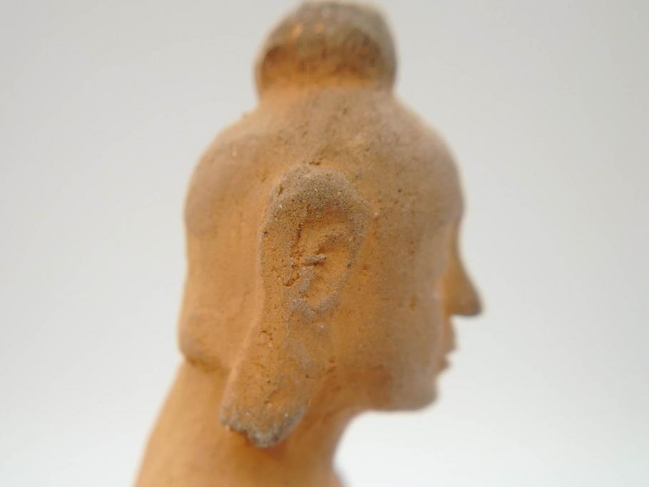 土楽七世　福森雅武造　究竟涅槃　野焼き　陶仏　素朴で温かみのある観音菩薩立像(圡楽窯 七代目陶工、観音像、仏像、置物、オブジェ、共箱付き)(R-073814)